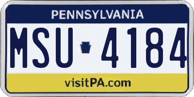PA license plate MSU4184