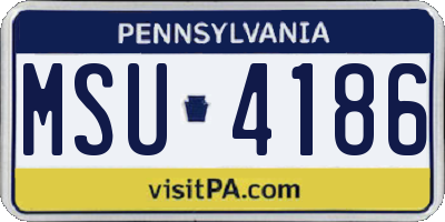 PA license plate MSU4186
