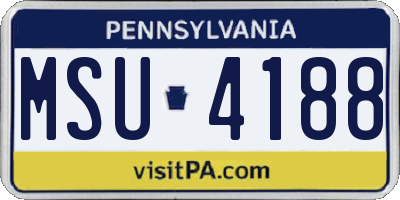 PA license plate MSU4188