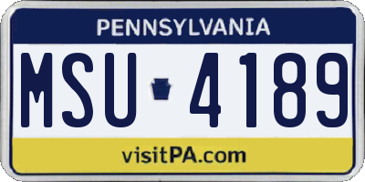 PA license plate MSU4189