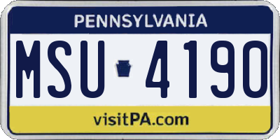 PA license plate MSU4190
