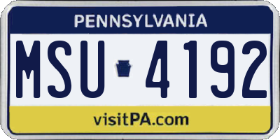 PA license plate MSU4192