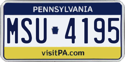 PA license plate MSU4195