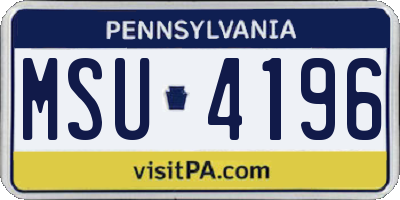 PA license plate MSU4196