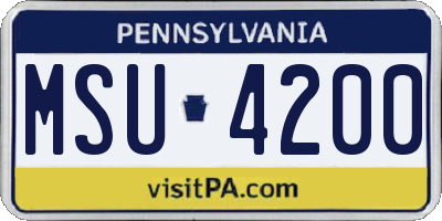 PA license plate MSU4200