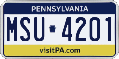 PA license plate MSU4201