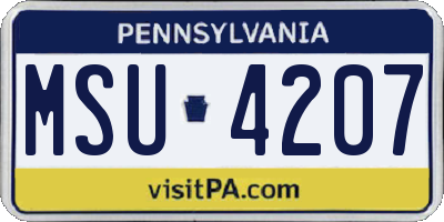 PA license plate MSU4207
