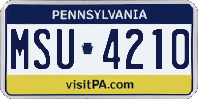 PA license plate MSU4210