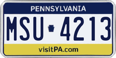 PA license plate MSU4213
