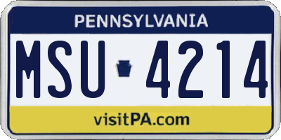 PA license plate MSU4214