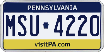 PA license plate MSU4220