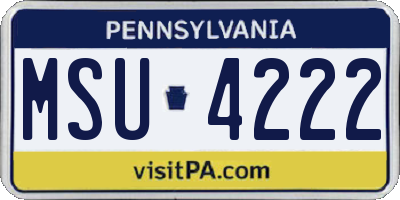 PA license plate MSU4222
