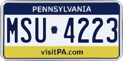 PA license plate MSU4223