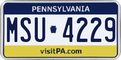 PA license plate MSU4229