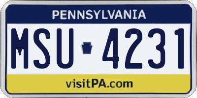 PA license plate MSU4231