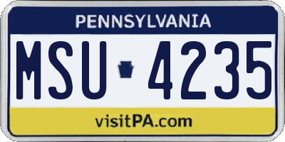 PA license plate MSU4235