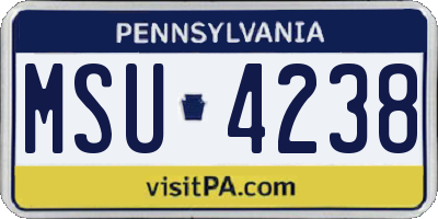 PA license plate MSU4238