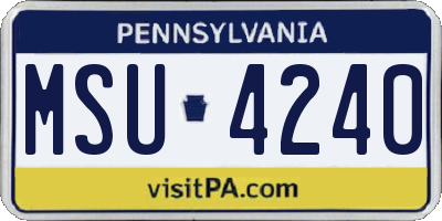 PA license plate MSU4240