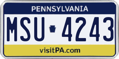PA license plate MSU4243