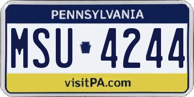 PA license plate MSU4244