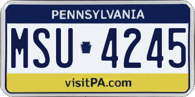 PA license plate MSU4245