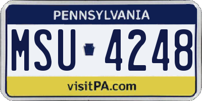 PA license plate MSU4248