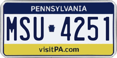 PA license plate MSU4251