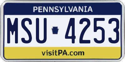 PA license plate MSU4253