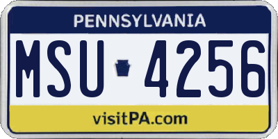 PA license plate MSU4256