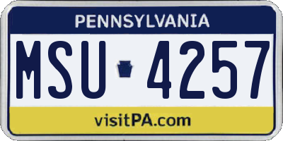 PA license plate MSU4257