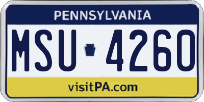 PA license plate MSU4260
