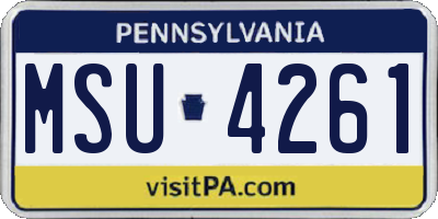 PA license plate MSU4261