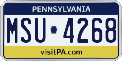 PA license plate MSU4268