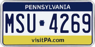 PA license plate MSU4269