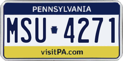 PA license plate MSU4271