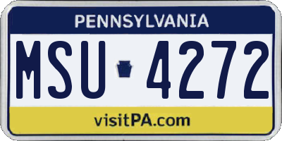 PA license plate MSU4272