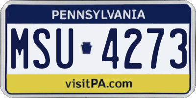 PA license plate MSU4273