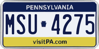 PA license plate MSU4275