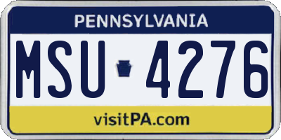 PA license plate MSU4276