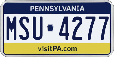 PA license plate MSU4277