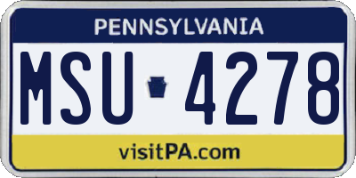 PA license plate MSU4278