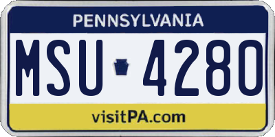 PA license plate MSU4280