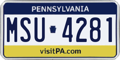 PA license plate MSU4281