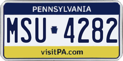 PA license plate MSU4282