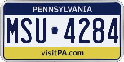 PA license plate MSU4284