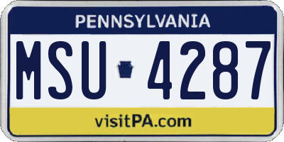 PA license plate MSU4287