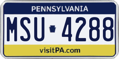 PA license plate MSU4288