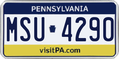 PA license plate MSU4290