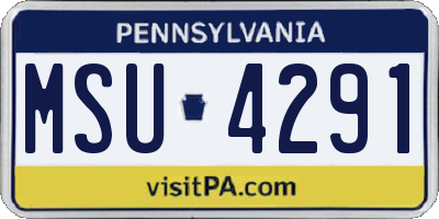 PA license plate MSU4291