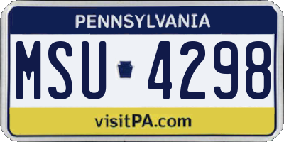 PA license plate MSU4298